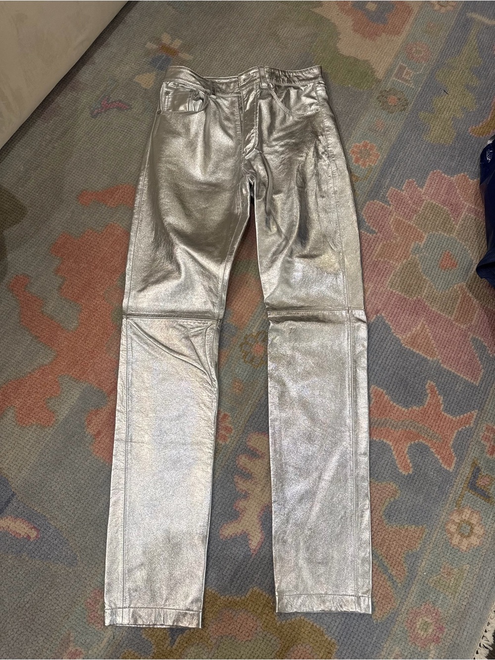 Zara Metallic Silver Skinny Jeans